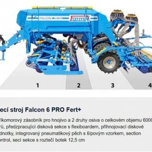 foto 6-9ha/h secí stroj 48+24 botek Farmet Falcon6 agro přívěs za traktor