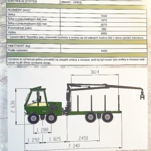 foto 5.45t na 4.5t/5m3 vyvážečka řetězy+pásy 8x8 lesní stroj 9.95t forwarder ENTRACON Delaware