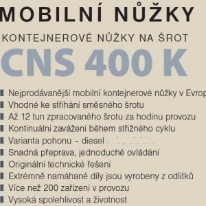 foto 24.3t nůžky 12t/h horizontal kontejner CNS 400K šrot ocel kov mobil