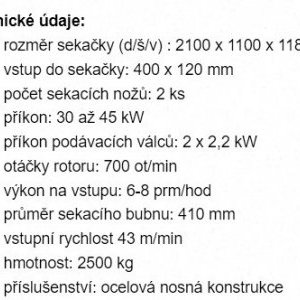 foto drtič bio štěpkovač 45kW 6-8 prm/h 400x120 dřevo biomasa