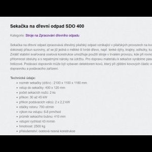 foto drtič bio štěpkovač 45kW 6-8 prm/h 400x120 dřevo biomasa
