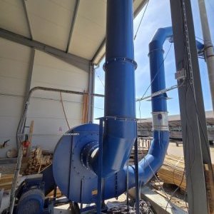foto 80m vzduchotechnika 3.5m3/s odsávač pilin dřevoprovoz ventilace