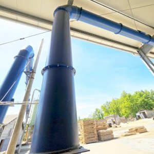 foto 80m vzduchotechnika 3.5m3/s odsávač pilin dřevoprovoz ventilace