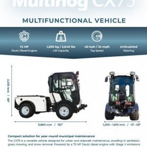 foto demo! 4x4 komunál 3.5t 75HP 40km/h traktor sypač Multihog CX75 MKII