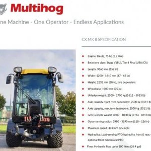 foto demo! 4x4 komunál 3.5t 75HP 40km/h traktor sypač Multihog CX75 MKII