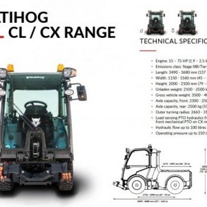foto demo! 4x4 komunál 3.5t 75HP 40km/h traktor sypač Multihog CX75 MKII