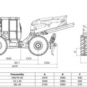 foto 13.4t les traktor +harvestor Equus 175 vyvážečka forwarder